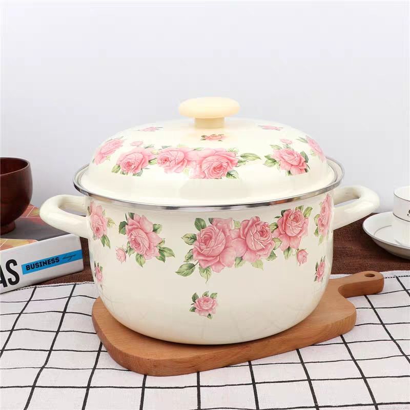Soup Kettle Warmer - Addensato 16-24cm elegante casseruola smaltata rosa